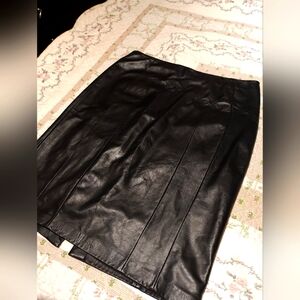 Black Italian Leather Midi Pencil Skirt